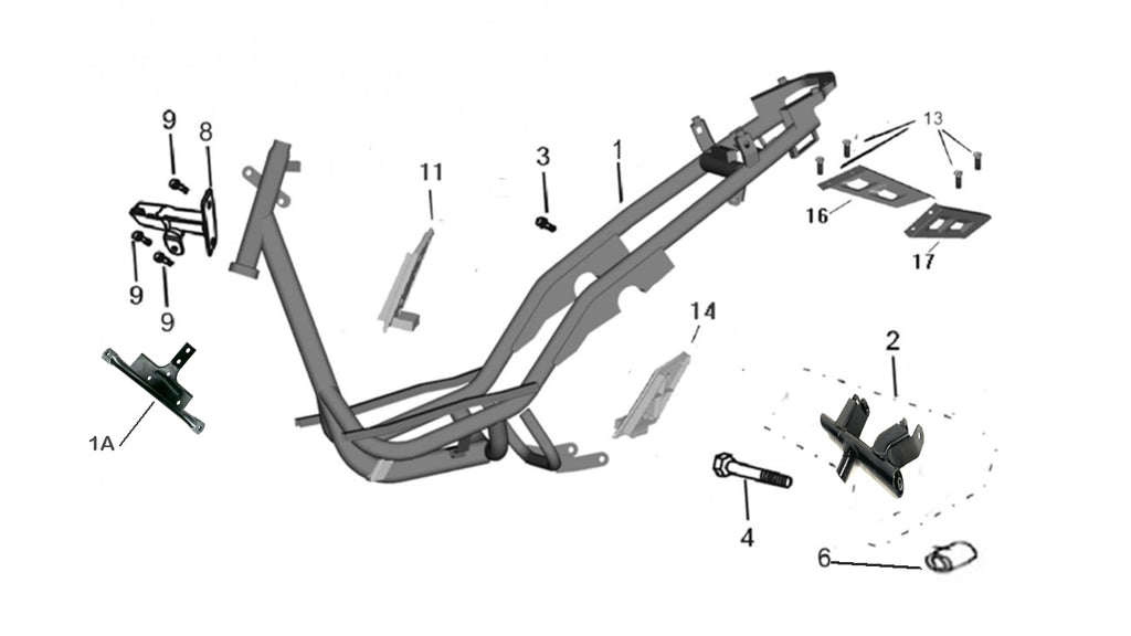 [1] CHÂSSIS (50CC) RW1-5-3 (SCOOTTERRE OEM)