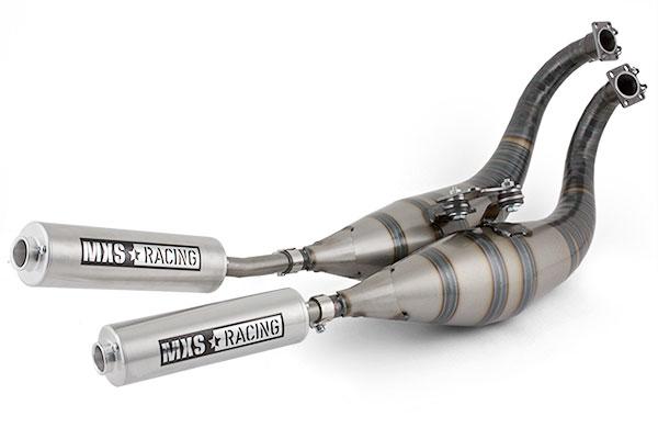 Exhaust MXS GP96 Twin Cylinder Minarelli Horizontal -Pot d'échappement MXS GP96 Bicylindre Minarelli Horizontal - MXS365/TWIN