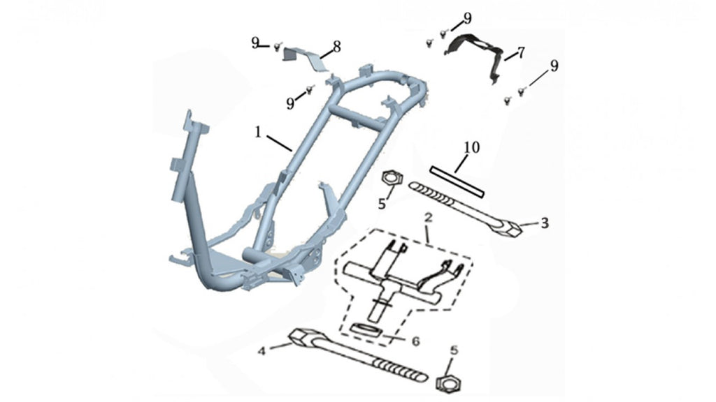 [2] SUPPORT DE MOTEUR SUR LE CHÂSSIS (SCOOTTERRE OEM)