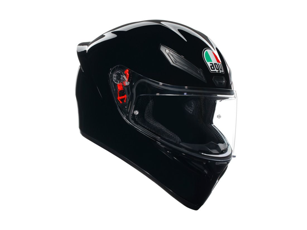 AGV K1 Helmet is a great sports helmet ideal for riders on a budget or as your first motorcycle helmet. Includes Double D retention system, removable and washable interior to make it easy to keep clean and fresh! plus a Pinlock ready, anti-fog visor as well as air vents for optimal air flow. Weighing just over 1.5kg this incredibly light helmet is ideal for sports bike riders with its integrated spoiler and central air vents.