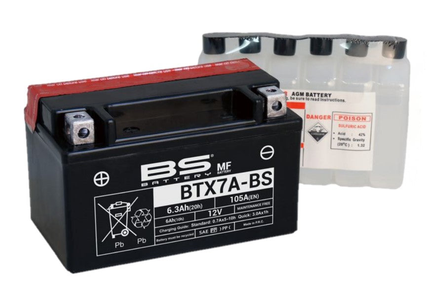 BTX7A-BS Maintenance Free 12V Battery - Batterie Sans Entretien BTX7A-BS - BATTBS-BTX7A