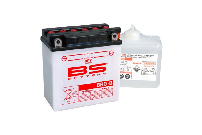 BB9-B 12V Battery With Acid Pack - Batterie 12V BB9-B Avec Pack d'Acide - BS-BB9-B