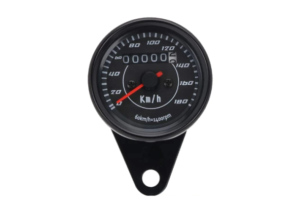 Black Round Speedometer (0-180 Km/h) - Compteur de vitesse rond noir (0-180 km/h) - EEL-1001.BK