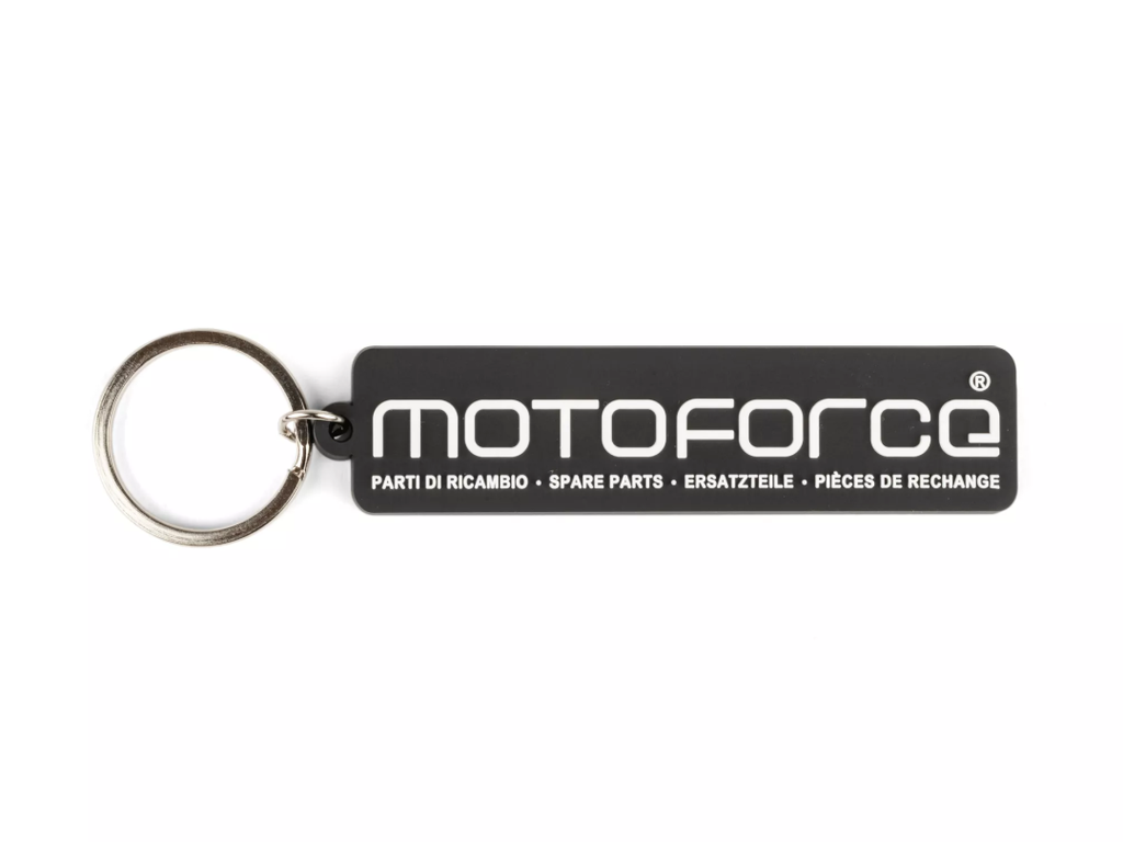 Key ring made of robust, durable black rubber with white 3D MotoForce logo.

The sturdy metal ring keeps your keys safe. Thanks to its compact size, the key ring is ideal for everyday use, whether in a rucksack, bag, pants pocket or on your vehicle.