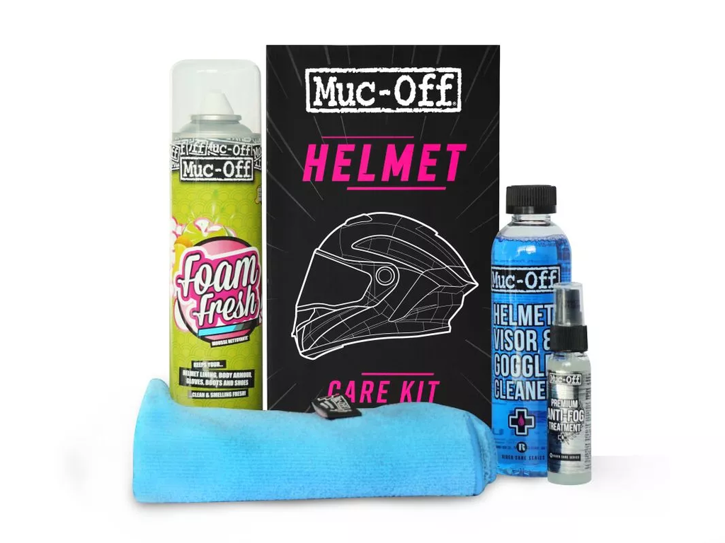 Are you tired of cleaning your helmet and goggles with pieces of tissue or the sleeve of your jersey? Then this kit’s for you!
The Helmet Care Kit V2 is ideal for keeping in your ride pack for quick and safe cleaning on the move. The Helmet Visor & Goggle Cleaner quickly removes dust, mud, insects, soot and oily residue from your helmet and goggles leaving a streak-free finish, whilst Foam Fresh gently agitates dirt and grime away from the inside.
Each kit includes our Premium Anti-Fog Treatment, giving y