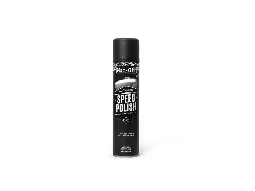 Muc-Off Speed Polish is a quick, easy-to-use motorcycle polish and wax in one. It contains pure carnauba (the hardest naturally occurring wax) for durability and beeswax to ensure a deep, glossy shine on your entire bike. It’s been specifically formulated to leave a hydrophobic water-resistant barrier, on all of your motorcycle’s bodywork and metal parts. Now with bubble gum fragrance!