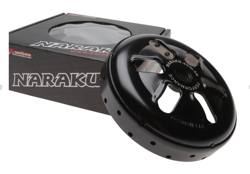 Naraku High Performance clutch bell with patented R-Vent system for more fresh air over the clutch. Prevents wear and loss of friction. Lower operating temperature and great grip. No delay in the heavily loaded areas. Low weight means better acceleration. Great value for money in the high-end sector.