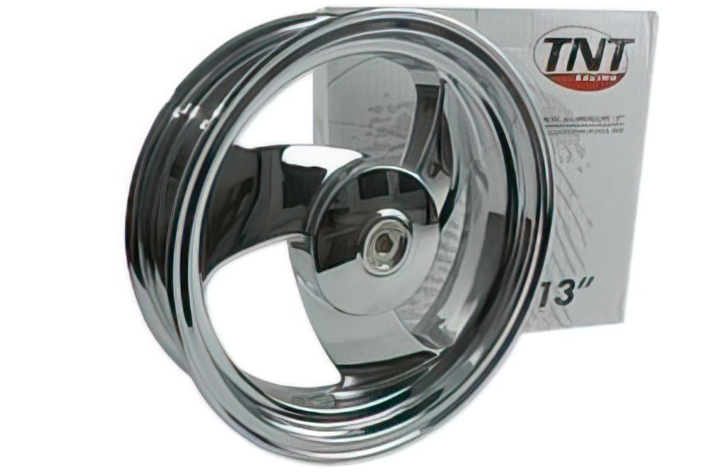 Rear Wheel TNT Chrome 13'' (BWS 1988-2001 / MBK Booster / Nitro) - Roue arrière TNT Chromée 13'' (BWS 1988-2001 / MBK Booster / Nitro) - TNT023478CHA