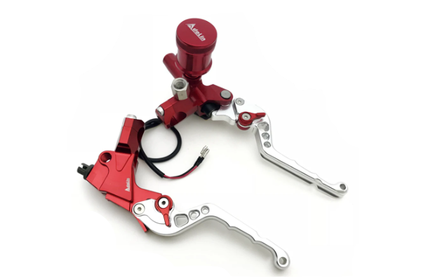 Red CNC Billet Controls Levers Set Adelin (Hydraulic & Cable) - Ensemble de leviers de commande à billettes CNC rouges Adelin (hydraulique et câble) - SI-5548