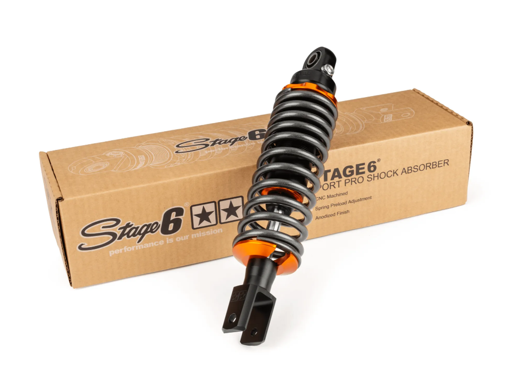 Length: 280 mm
Infinitely adjustable spring preload
Colour: Matt black / grey / orange
Suitable for many 50cc scooters