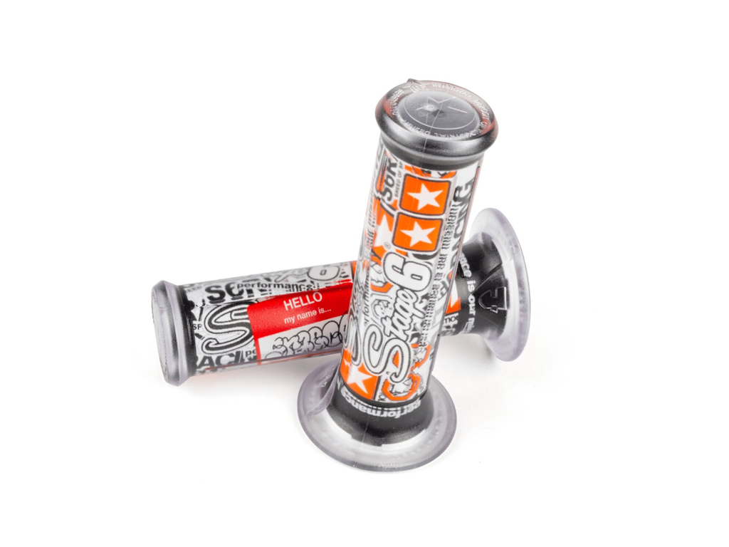 Stage6 handlebar grips in Stickerbomb look, for a bit of urban style customizing. The new grips combine various Stage6 and Stage6 R/T logos in a wild graffiti design, which is permanently protected by a high-quality transparent coating.