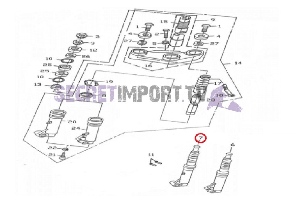 Right Fork Tube Assembly Adly OEM (Adly GTC) - Tube de fourche droit Adly OEM (Adly GTC) - 53030-361-000