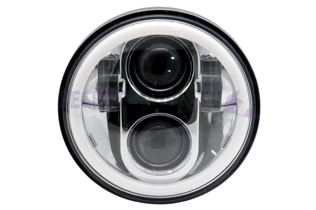 Universal Headlight LED White Halo Ring Chrome (Angel Eyes Ø5.75in) YW50 LIGHTING ADLY