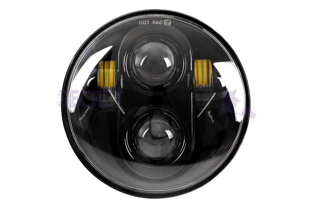 Universal LED Headlight New Style Black Ø5.75in (2 Eyes) LUMIERE SCOOTER YAMAHA BWS ADLY MOTO MOTORCYCLE